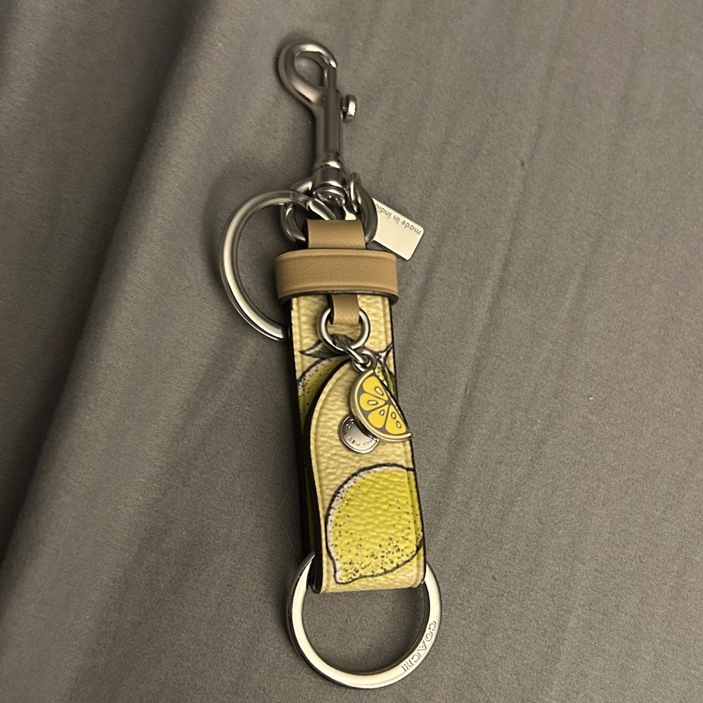 Coach Lemon Print Leather Keychain